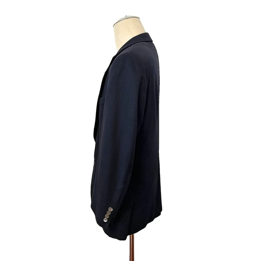 Vtg Barney’s New York Men's 42R Cashmere Navy Blue Blazer Jacket USA Union Made